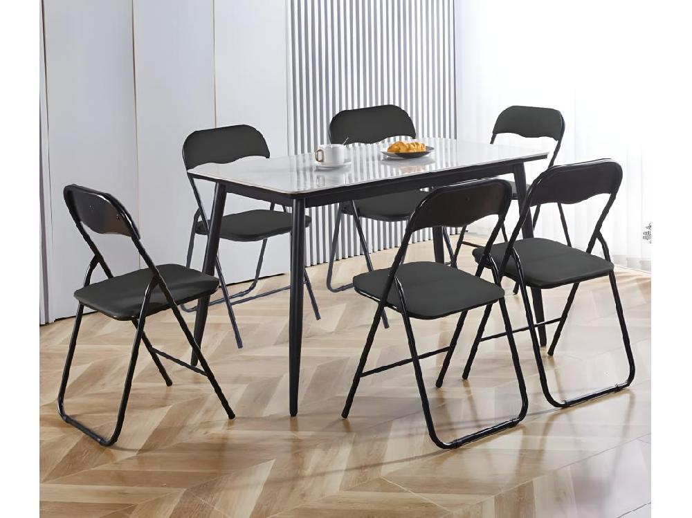 Vente Unique Lot De 6 Chaises Pliantes Confortables En Velours Et Métal - Noir