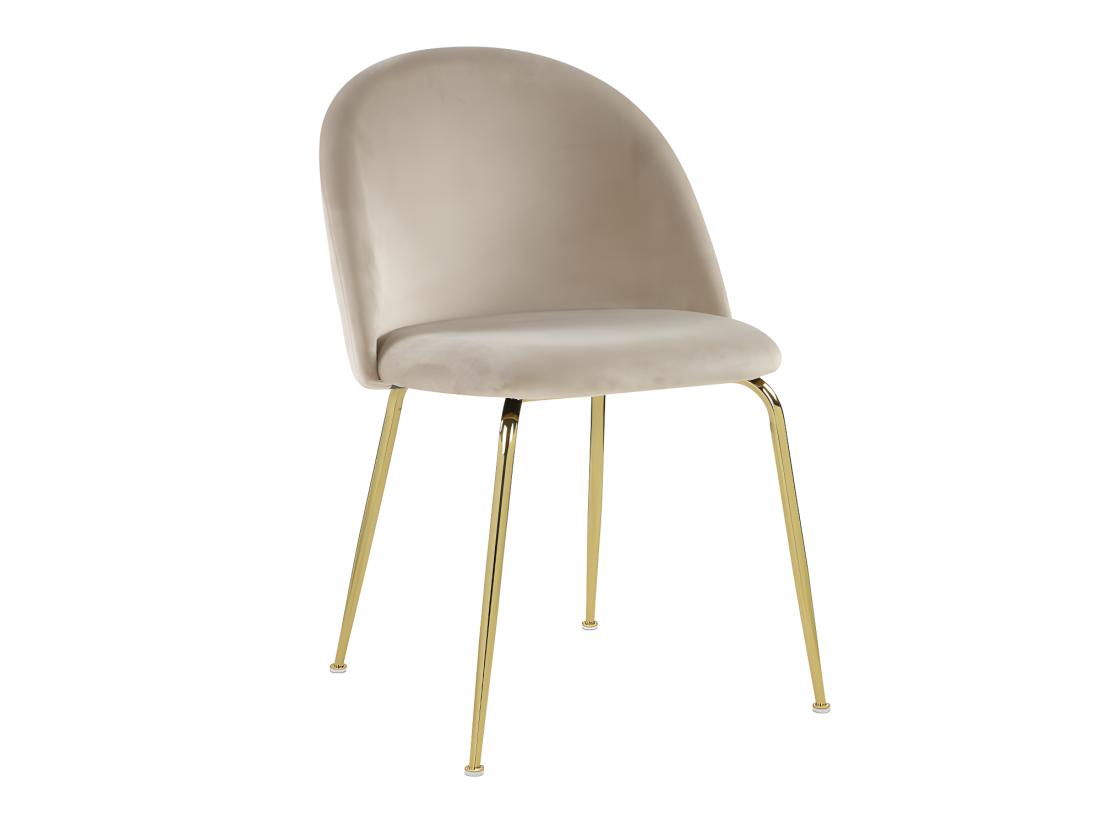 Vente Unique Lot De 6 Chaises - Velours Et Acier Inoxydable Doré - Beige - MELBOURNE