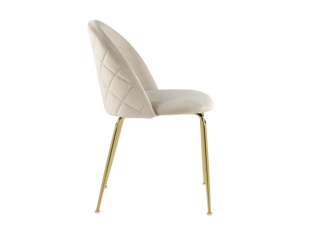Vente Unique Lot De 6 Chaises - Velours Et Acier Inoxydable Doré - Beige - MELBOURNE