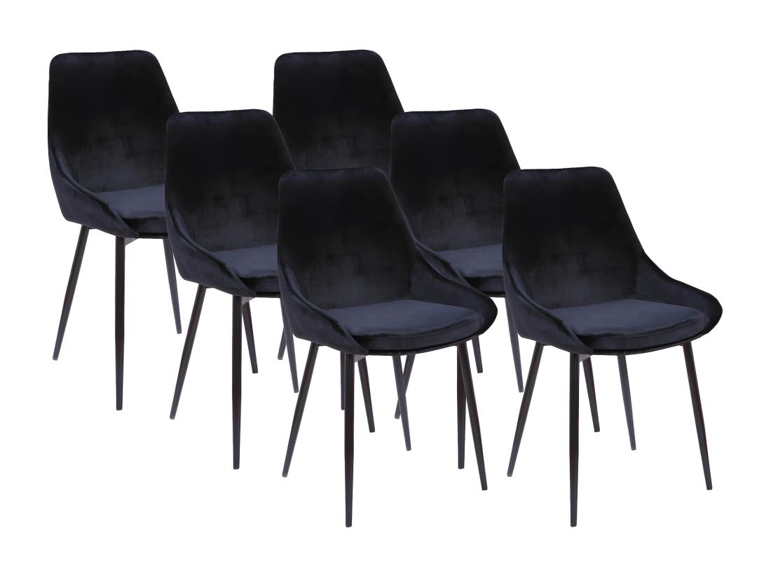 Vente Unique Lot De 6 Chaises - Velours Et Métal Noir - Noir - MASURIE