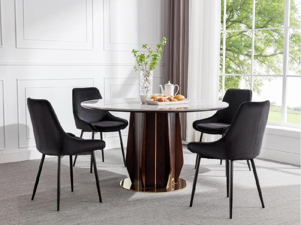 vente unique Lot de 6 chaises - Velours et métal noir - Noir - MASURIE