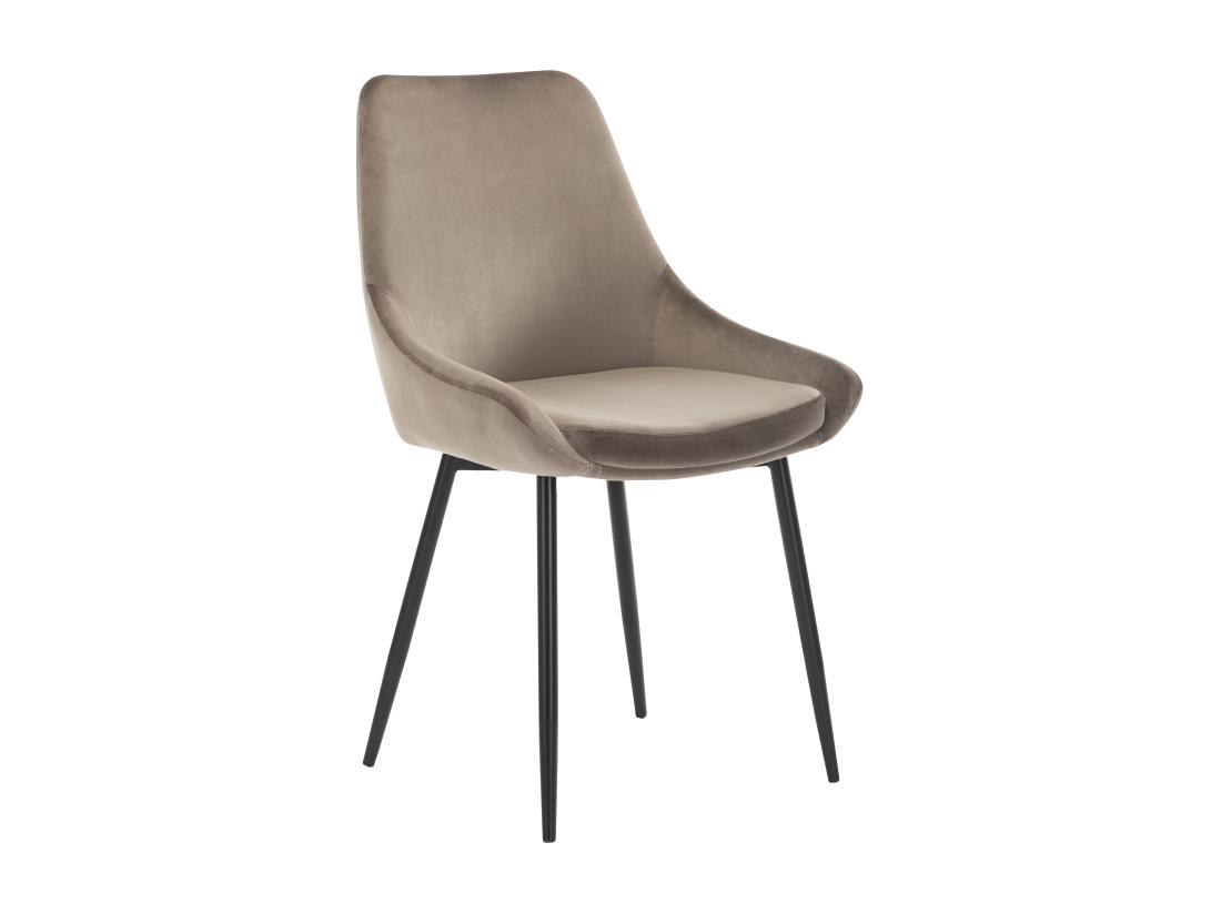 Vente Unique Lot De 6 Chaises - Velours Et Métal Noir - Taupe - MASURIE