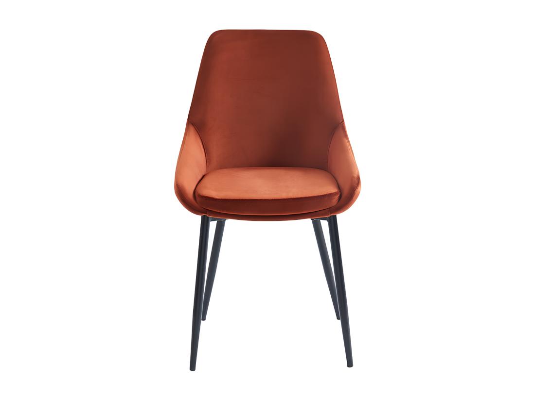 Vente Unique Lot De 6 Chaises - Velours Et Métal Noir - Terracotta - MASURIE
