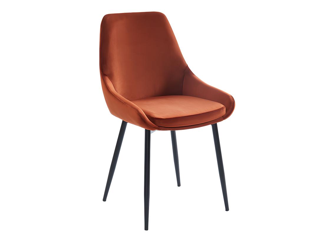 Vente Unique Lot De 6 Chaises - Velours Et Métal Noir - Terracotta - MASURIE