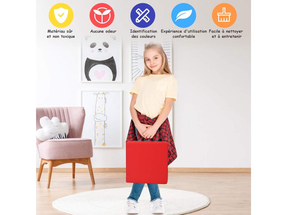 Vente Unique Lot De 6 Coussins De Chaise Avec Poignées Coussins D'assise Carrés 38 X 38cm Multicolores