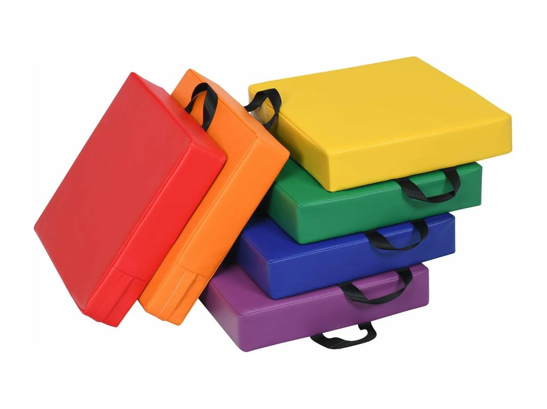 Vente Unique Lot De 6 Coussins De Chaise Avec Poignées Coussins D'assise Carrés 38 X 38cm Multicolores