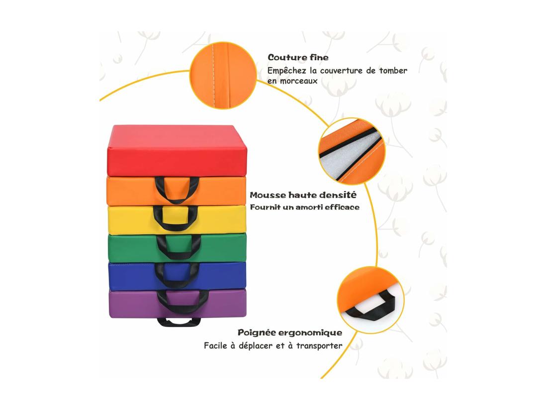 vente unique Lot de 6 coussins de chaise avec poignées coussins d'assise carrés 38 x 38cm multicolores