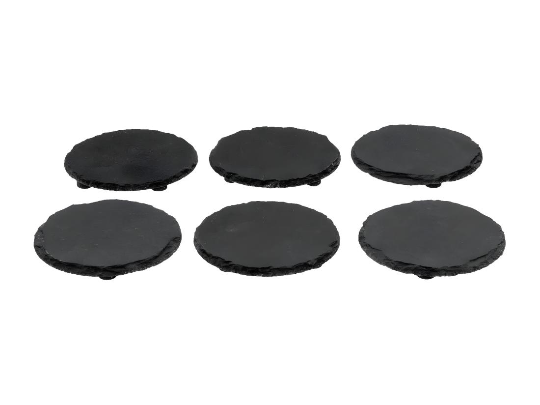 vente unique Lot de 6 Dessous de Verre "Ardoise" 10cm Noir
