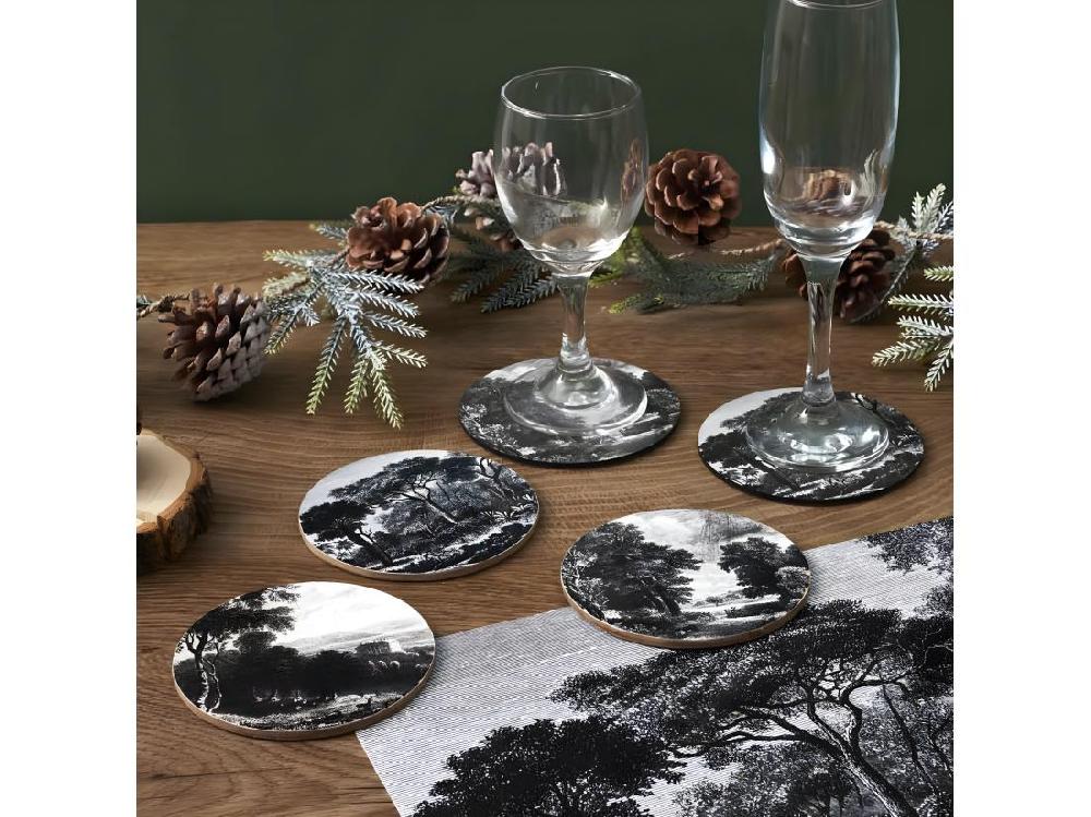 Vente Unique Lot De 6 Dessous De Verre "Black Forest" 11cm Noir