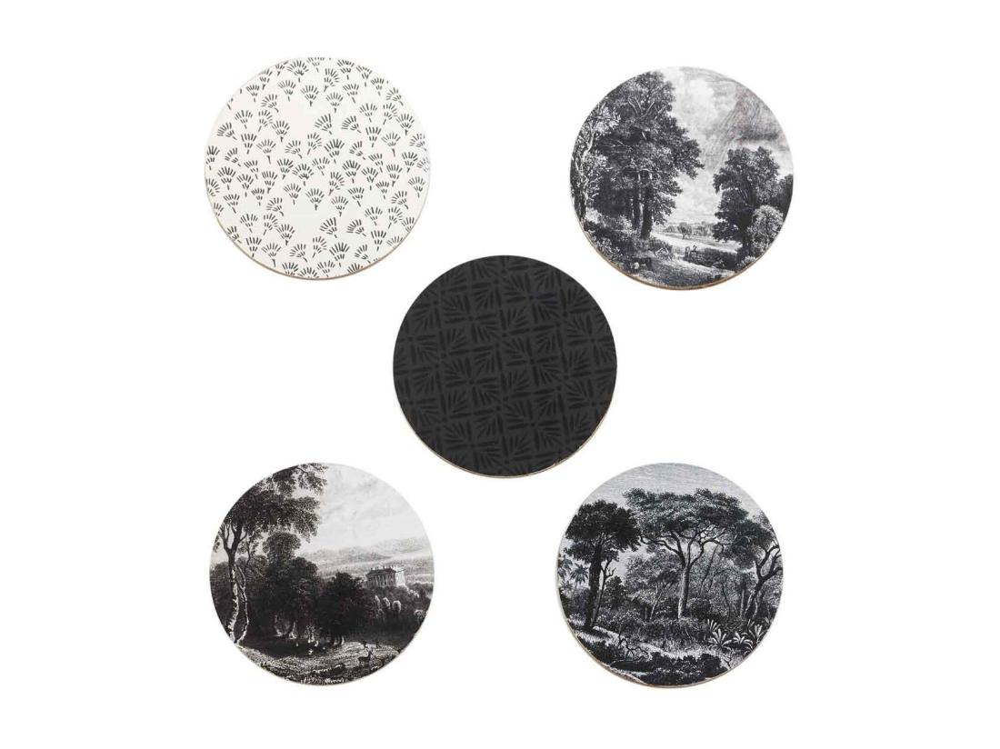 Vente Unique Lot De 6 Dessous De Verre "Black Forest" 11cm Noir