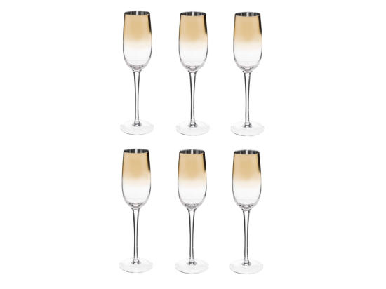 Vente Unique Lot De 6 Flûtes à Champagne "Arya" - Doré - 21 Cl