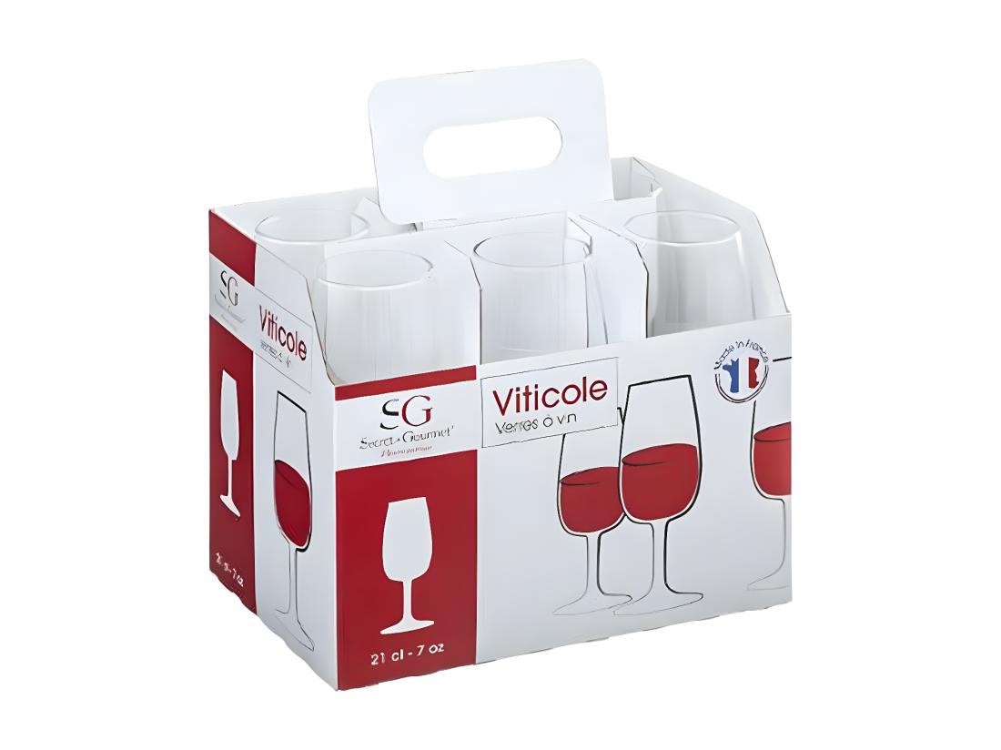 Vente Unique Lot De 6 Verres à Vin "Viticole" 21cl Transparent