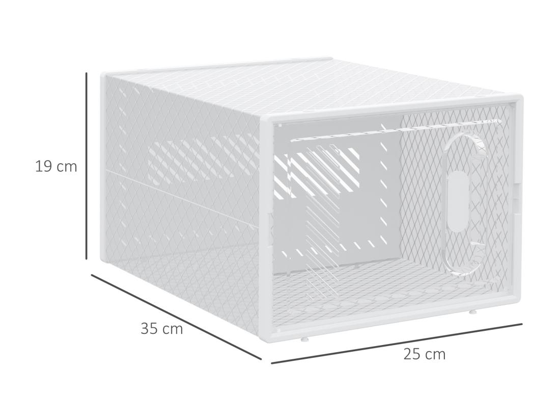 Vente Unique Lot De 8 Boites Cubes Rangement à Chaussures Modulable Avec Portes Transparentes - Dim. 25L X 35l X 19H Cm - PP Blanc Transparent