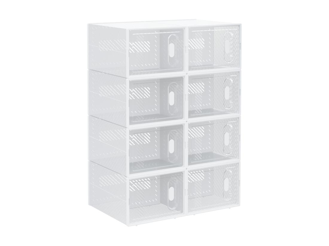 vente unique Lot de 8 boites cubes rangement à chaussures modulable avec portes transparentes - dim. 25L x 35l x 19H cm - PP blanc transparent vente unique Lot de 8 boites cubes rangement à chaussures modulable avec portes transparentes - dim. 25L x 35l x 19H cm - PP blanc transparent