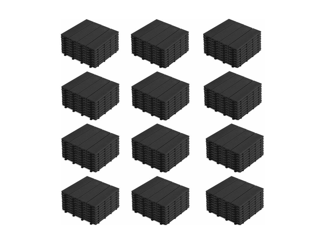 Vente Unique Lot De 96 Dalles Clipsables En Bois Composite Gris