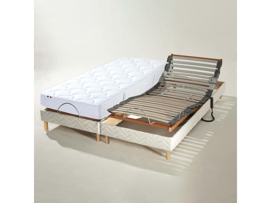 Vente Unique Lot De Sommiers Avec Réglage Fermeté Au Niveau Lombaire Dimensions - 2x80 X 200 Cm
