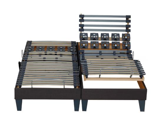 Vente Unique Lot De Sommiers Lattes Plus Plots Gris Anthracite Dimensions - 2x80 X 200 Cm