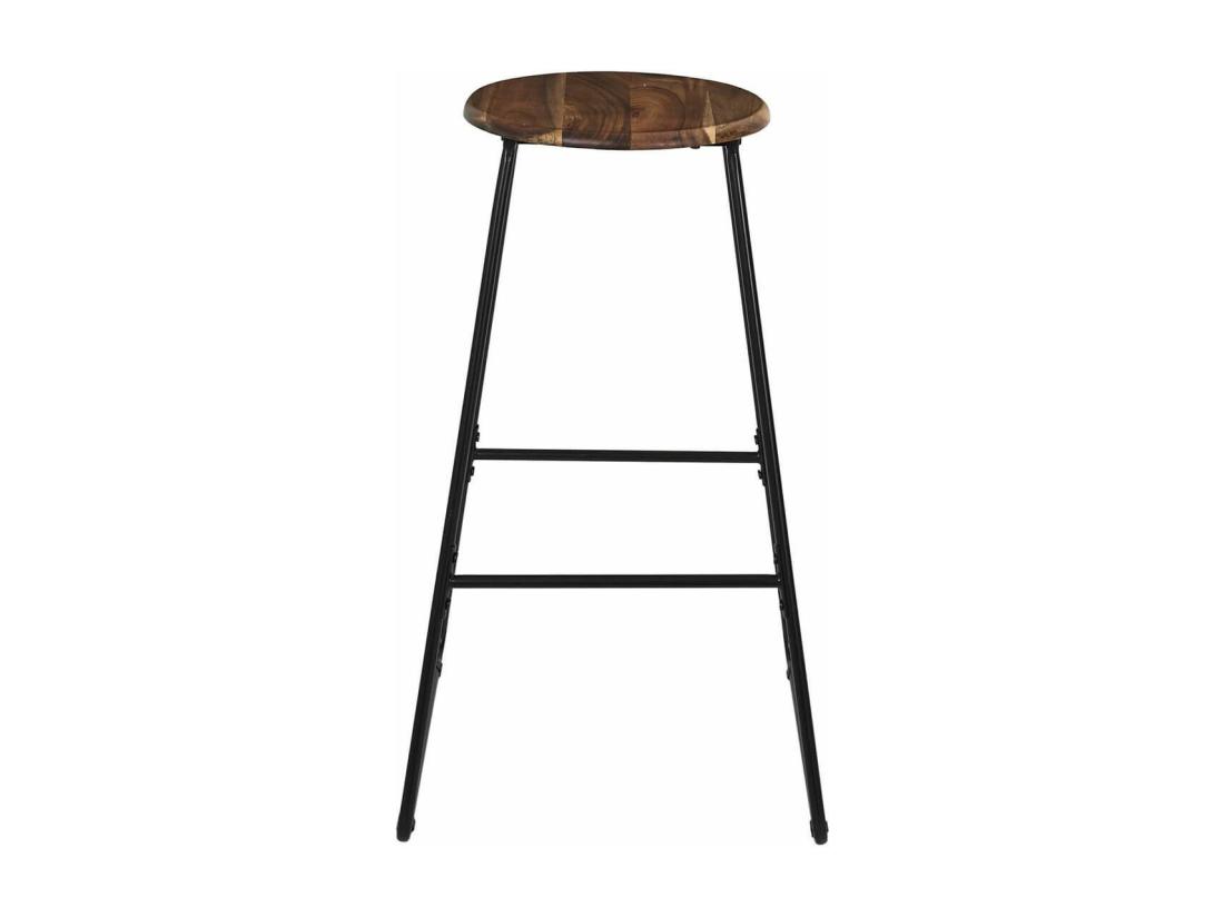 Vente Unique LUCIEN - Tabouret De Bar En Métal Filaire Noir Et Assise En Acacia