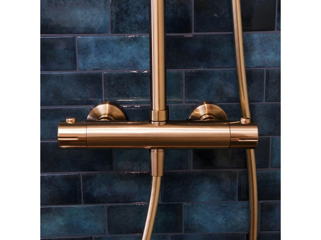 Vente Unique Luisa Colonne De Douche Thermostatique Cuivre Brossé - Essebagno