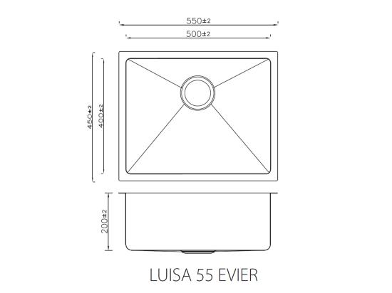 Vente Unique Luisa évier 1 Cuve Seule 55x45 En Inox - Essebagno