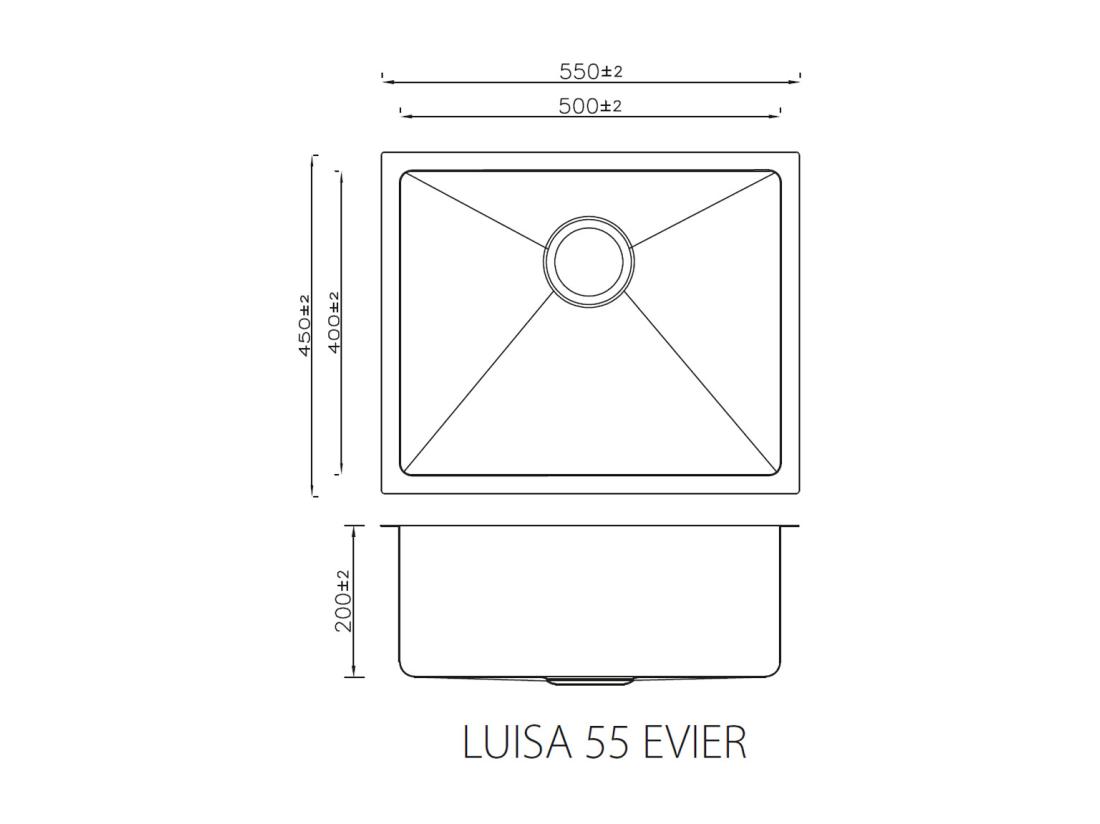 Vente Unique Luisa évier 1 Cuve Seule 55x45 En Inox Or Brossé - Essebagno