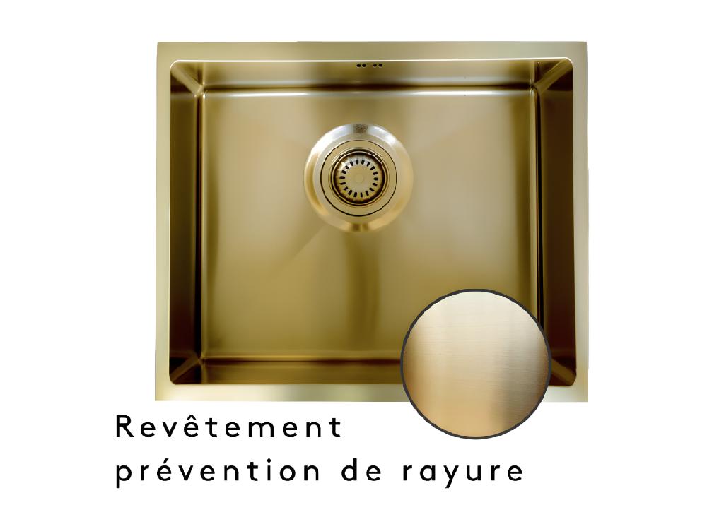 Vente Unique Luisa évier 1 Cuve Seule 55x45 En Inox Or Brossé - Essebagno