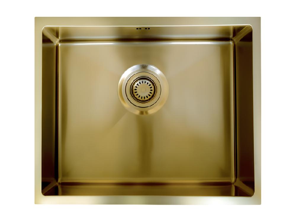 vente unique Luisa évier 1 cuve seule 55x45 en inox or brossé - Essebagno