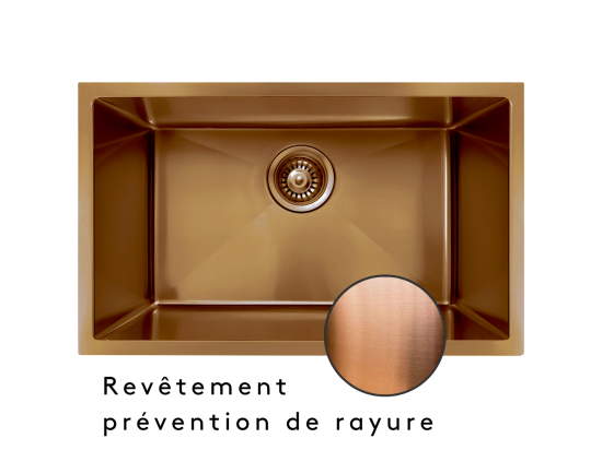 Vente Unique Luisa évier 1 Grande Cuve Seule 76x45 En Inox Cuivre Brossé - Essebagno