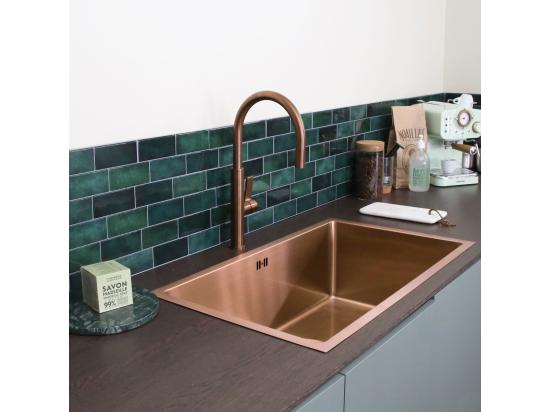 Vente Unique Luisa évier 1 Grande Cuve Seule 76x45 En Inox Cuivre Brossé - Essebagno