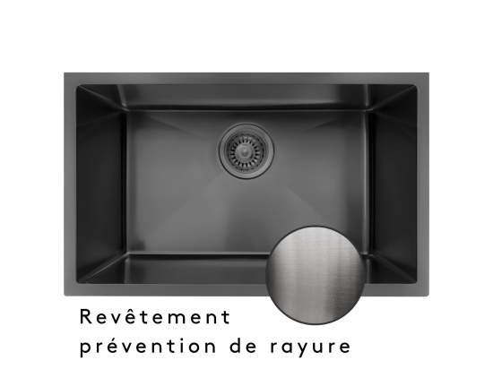 Vente Unique Luisa évier 1 Grande Cuve Seule 76x45 En Inox Gris Gun Métal - Essebagno