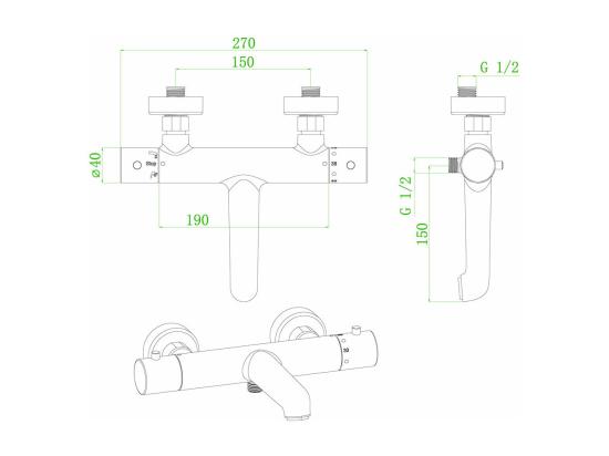 Vente Unique Luisa Mitigeur Bain-douche Thermostatique Cuivre Brossé - Essebagno