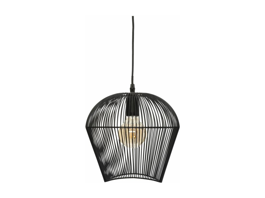 Vente Unique Luminaire Suspension En Métal Filaire Noir D 26 Cm