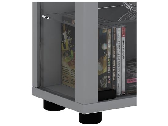 Vente Unique Lumo Maxi Vitrine 2 Portes Vitrées Tablettes En Verre éclairage Incluss LED Argent