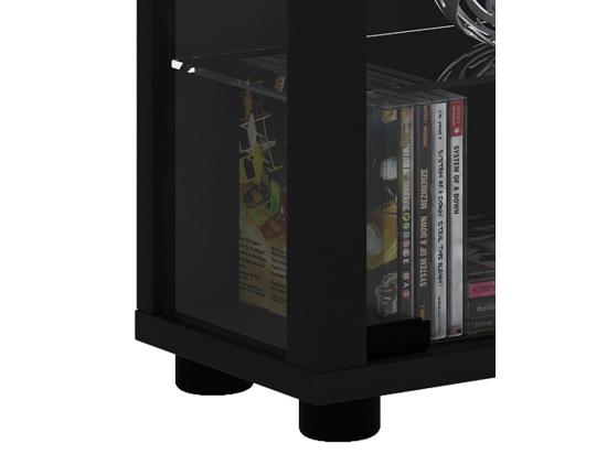 Vente Unique Lumo Maxi Vitrine éclairage Incluss LED 8 Tablettes En Verre Noir