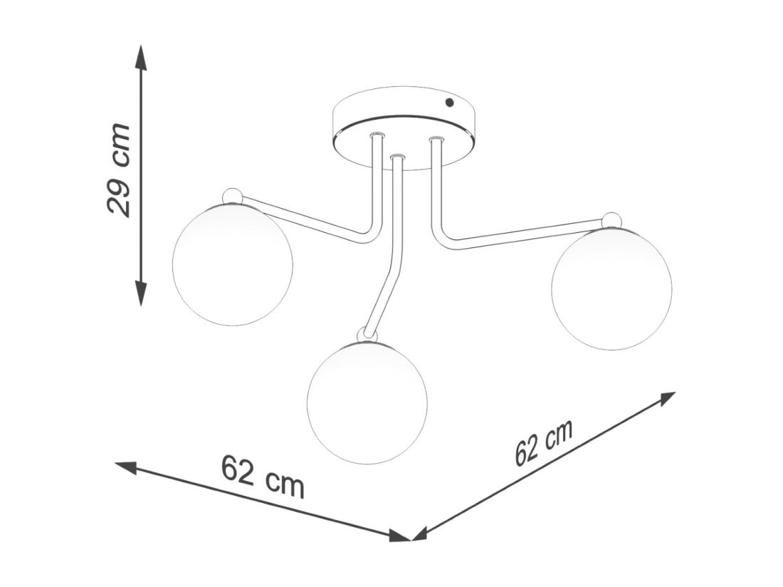 Vente Unique Lustre Astral Minimaliste En Acier/verre - 3 Sources Lumineuses - L.62 X H.29 Cm - Noir/blanc