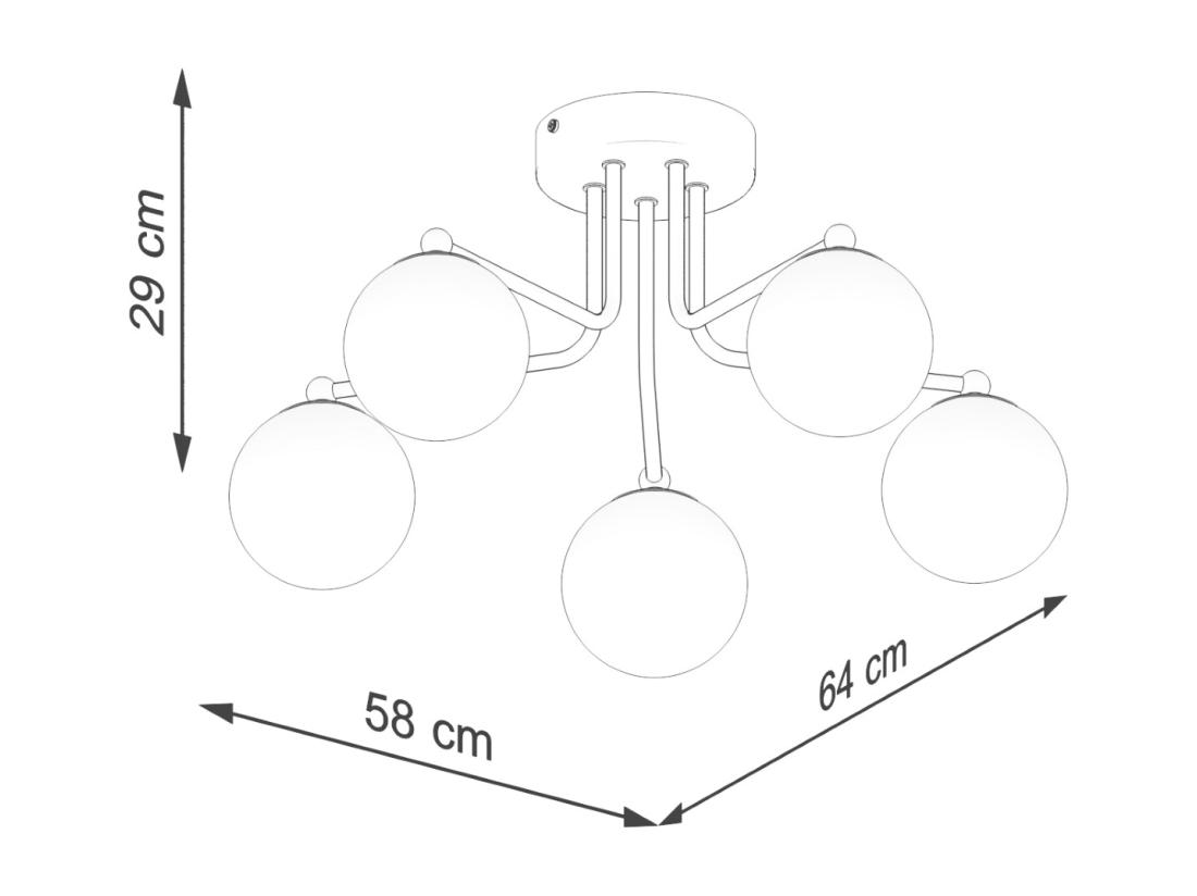 Vente Unique Lustre Astral Minimaliste En Acier/verre - 5 Sources Lumineuses - L.58 X H.29 Cm - Noir/blanc