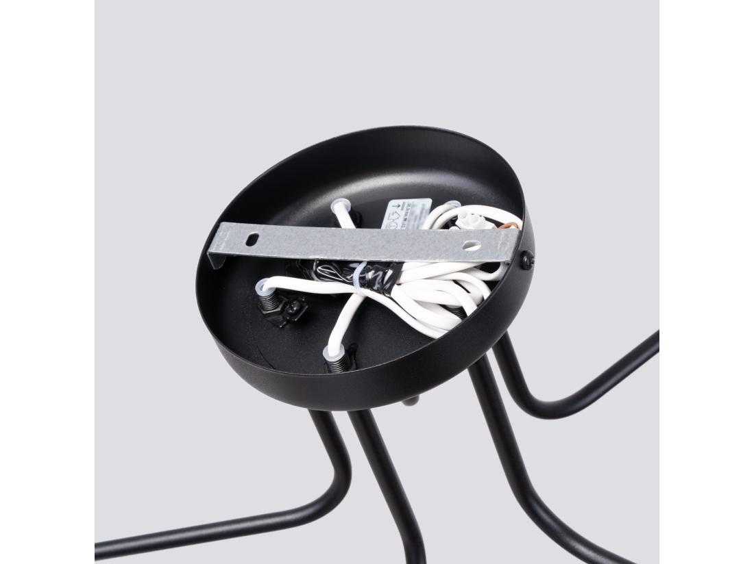 Vente Unique Lustre Astral Minimaliste En Acier/verre - 5 Sources Lumineuses - L.58 X H.29 Cm - Noir/blanc
