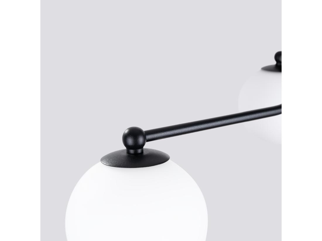 vente unique Lustre Astral minimaliste en acier/verre - 5 sources lumineuses - L.58 x H.29 cm - noir/blanc