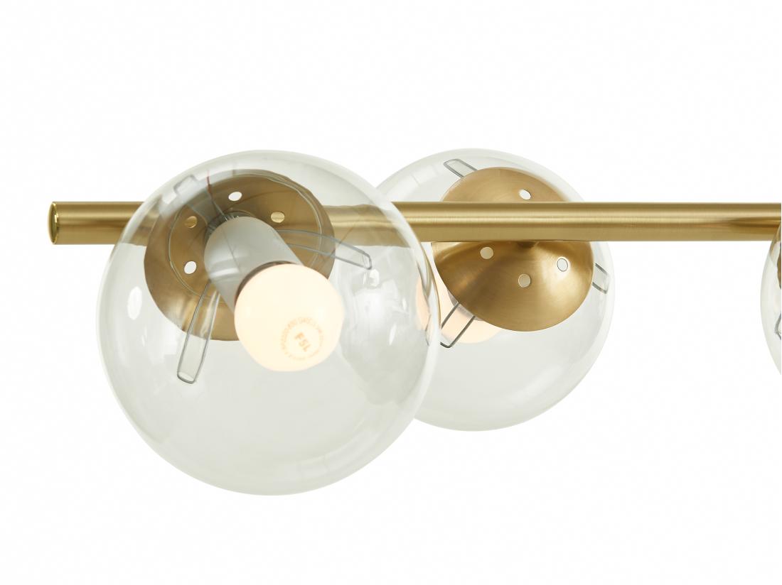 Vente Unique Lustre En Laiton Brossé - 6 Globes En Verre - L. 98 Cm - Doré - YUKON