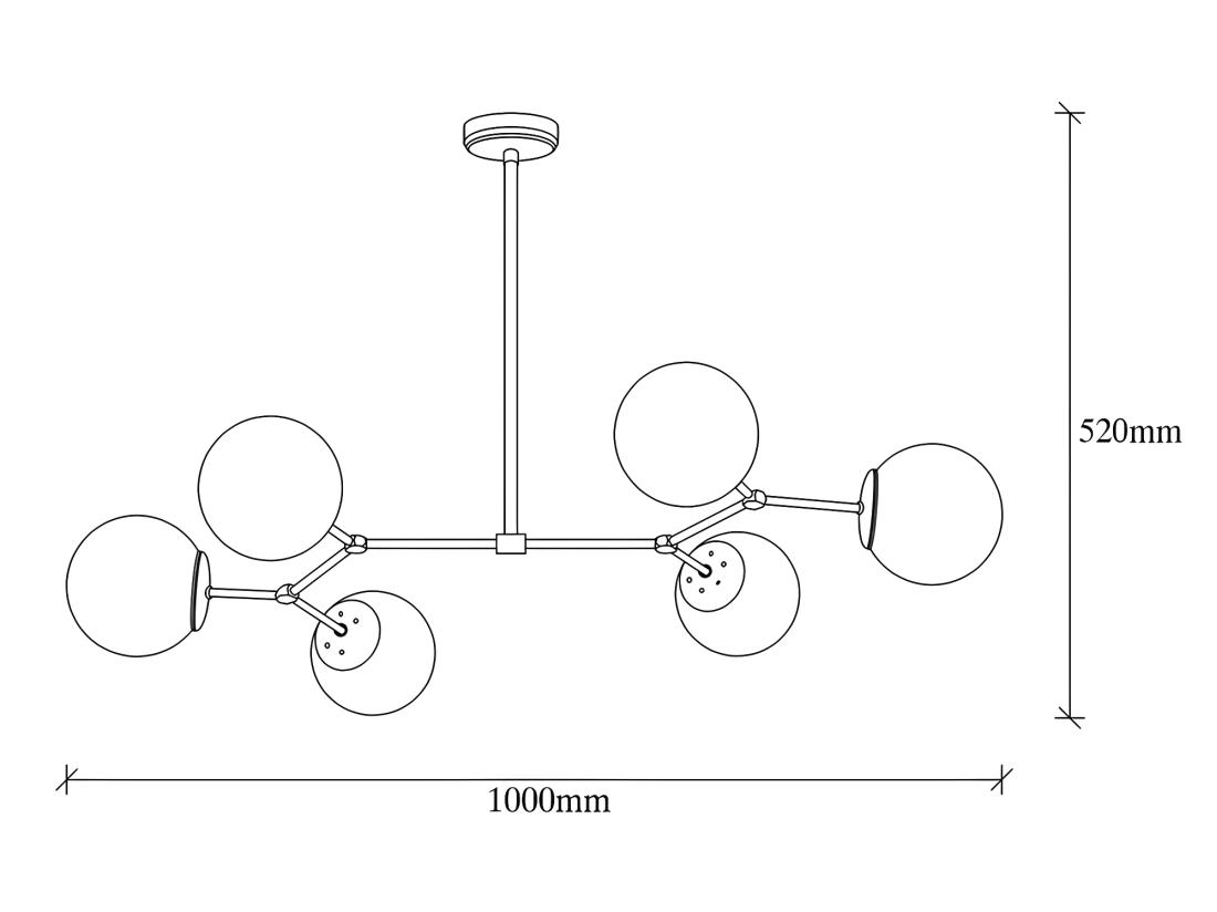 Vente Unique Lustre En Métal - 6 Globes - L. 100 X H. 52 Cm - Doré Et Blanc - DAMAR