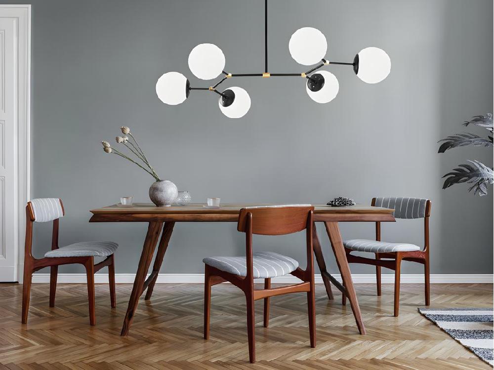 Vente Unique Lustre En Métal - 6 Globes - L. 100 X H. 52 Cm - Noir Et Blanc - DAMAR
