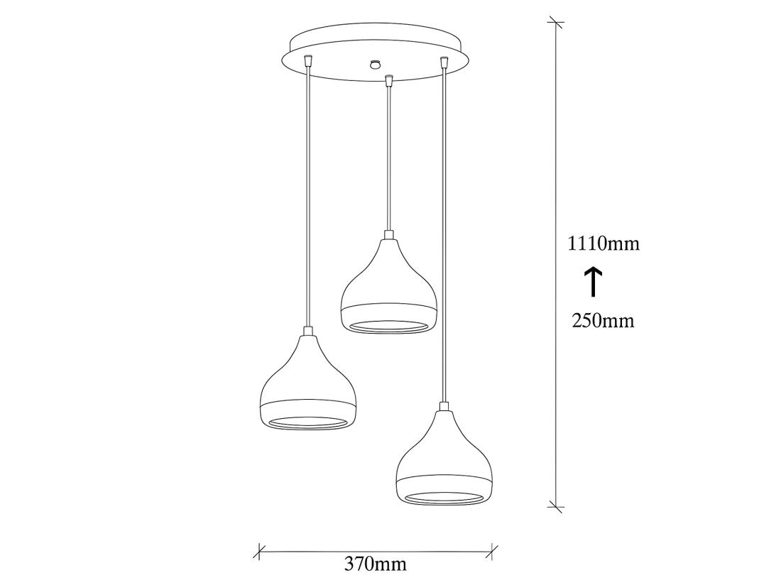 Vente Unique Lustre En Métal à Hauteur Réglable - 3 Abat-jours - D. 37 X H. 25/111 Cm - Noir Et Cuivré - YILDO