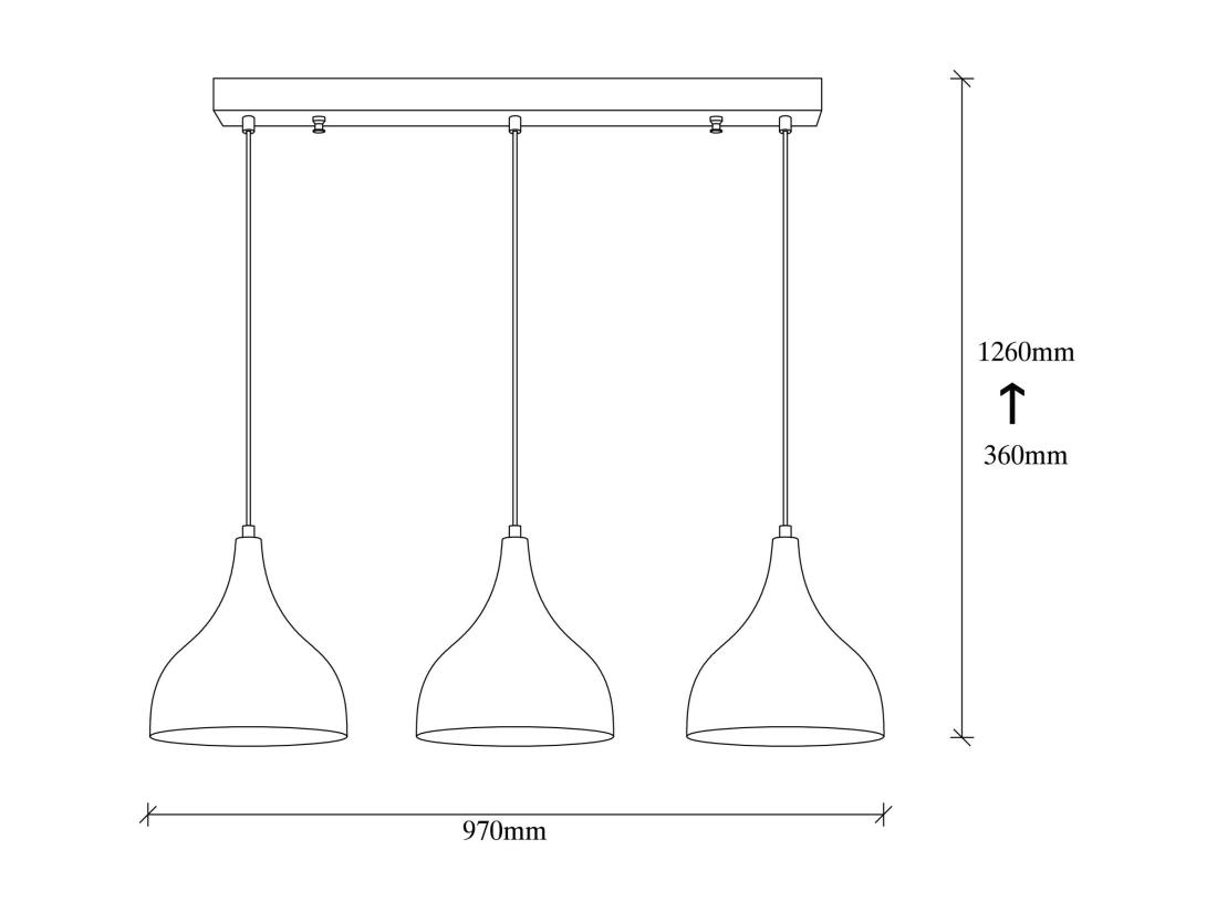 Vente Unique Lustre En Métal à Hauteur Réglable - 3 Abat-jours - L.97 X H. 36/126 Cm - Cuivré - YILDO