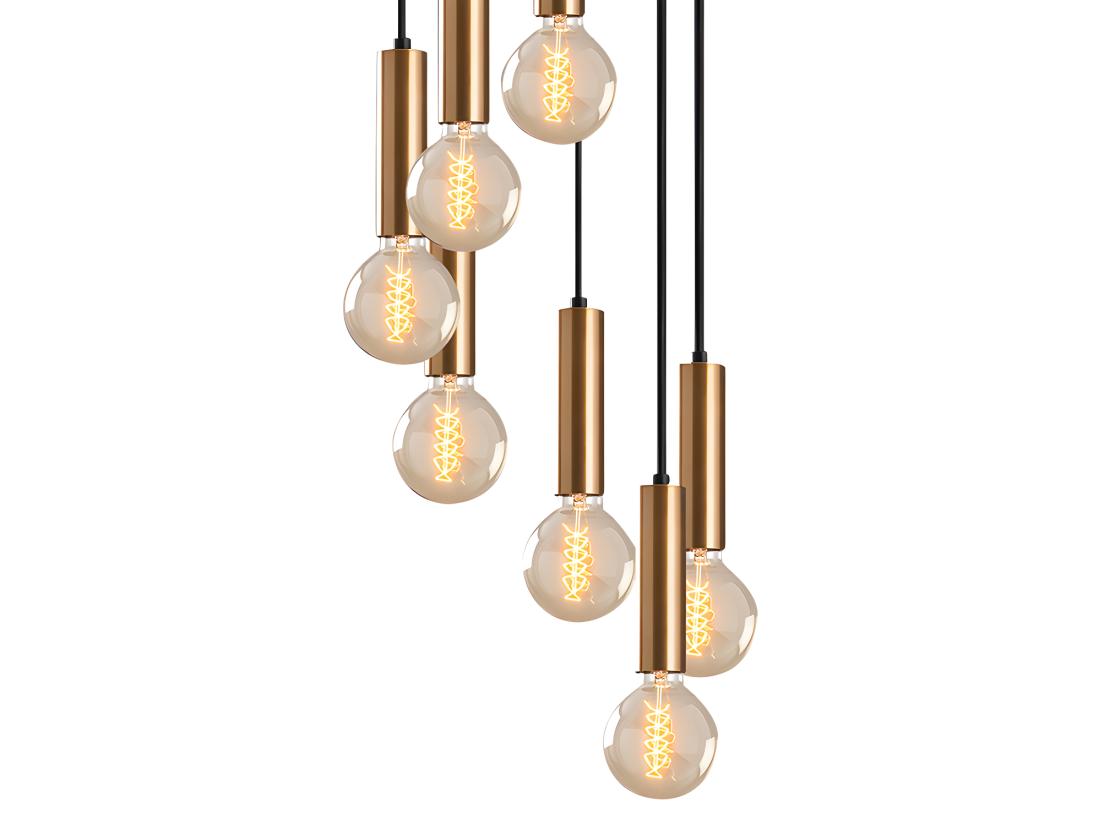 Vente Unique Lustre En Métal à Hauteur Réglable Style Vintage - H. 40/136 Cm - Doré - JOSETTE