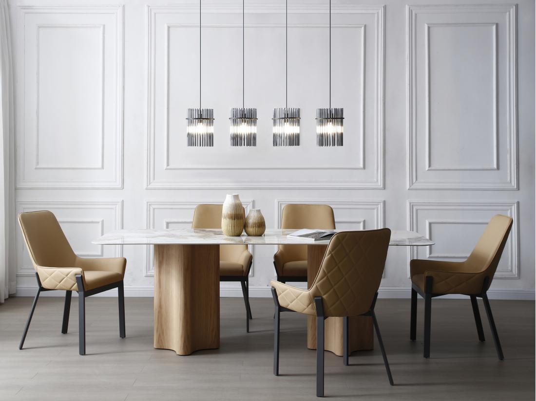 vente unique Lustre industriel - 4 abat-jours en verre fumé - L. 110 x H. 140cm - Noir - DIVO