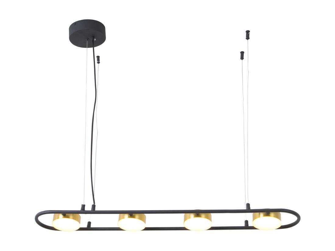 Vente Unique Lustre LED En Métal Et Aluminium - 4 Spots - L. 85 Cm - Noir Et Doré - GRIMBSY