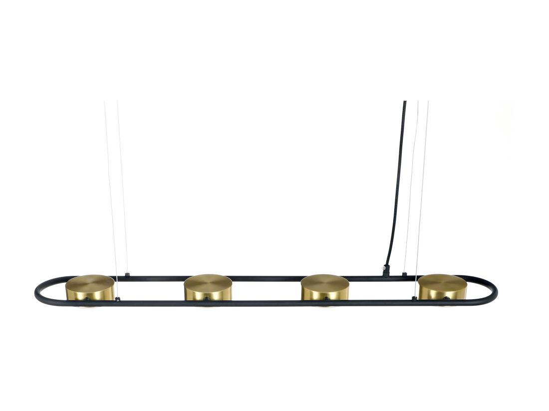 Vente Unique Lustre LED En Métal Et Aluminium - 4 Spots - L. 85 Cm - Noir Et Doré - GRIMBSY