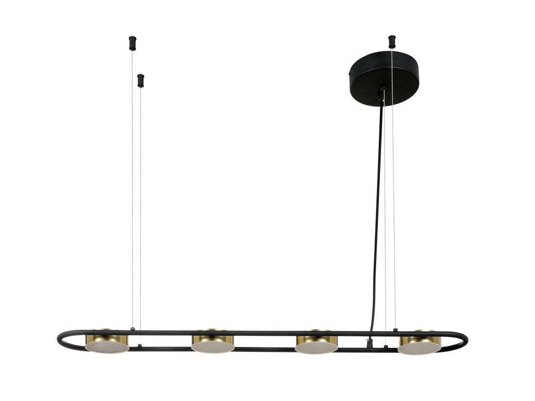vente unique Lustre LED en métal et aluminium - 4 spots - L. 85 cm - Noir et doré - GRIMBSY