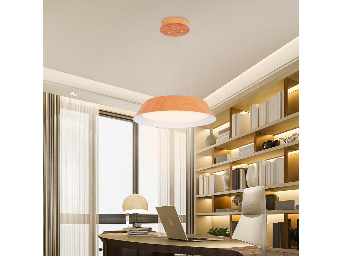 Vente Unique Lustre Suspension Moderne Luminaire Led à Lumière Chaude 3000 K ø 40 Cm Naturel