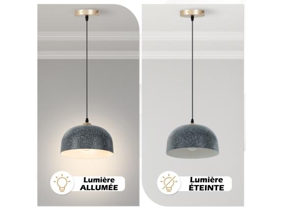 Vente Unique Lustre Suspension Moderne Plafonnier Suspendu Avec Culot D'ampoule E27 Gris Foncé